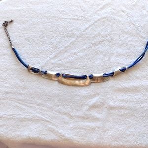 Chico's blue cord and metal necklace